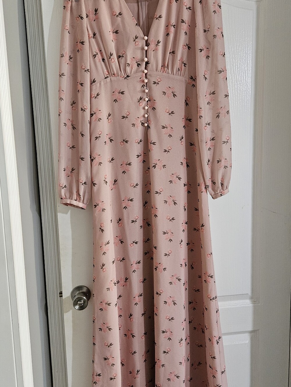 Juicy Couture Black Label Blush Floral Long Sleeve Maxi Dress
